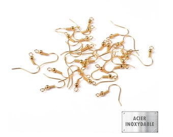 Acier Inox Placage Ionique - 10/100/1000 Crochets d'oreilles - Crochets Boucles d'Oreilles Acier Inoxydable 20mm