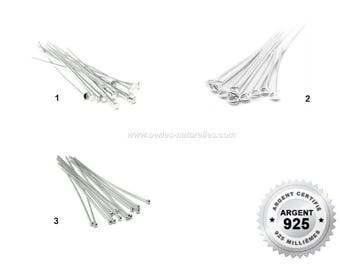 925 Silver - 1 or 10 Headpins, Eyepins, Ballpins