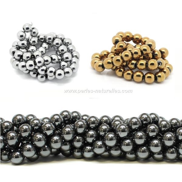 Hématite - 4/6/8/10mm - 10 ou 100 Perles et Couleur au choix - Perles Gemmes Semi-Précieuses