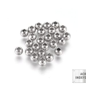 Acciaio inossidabile - 3 mm, 4 mm o 6 mm - Perline distanziatrici 10/100/1000 in acciaio inossidabile chirurgico 316L