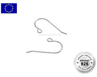 May include: Two silver-colored earring hooks, displayed against a white background. The hooks are curved with a looped design at the top. A silver seal with the text "ARGENT CERTIFIE 925 MILLIEMES" is visible.