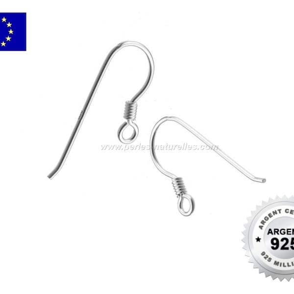 Argent 925 - 2/10/100 Crochets d'Oreilles 18mm - Argent 925