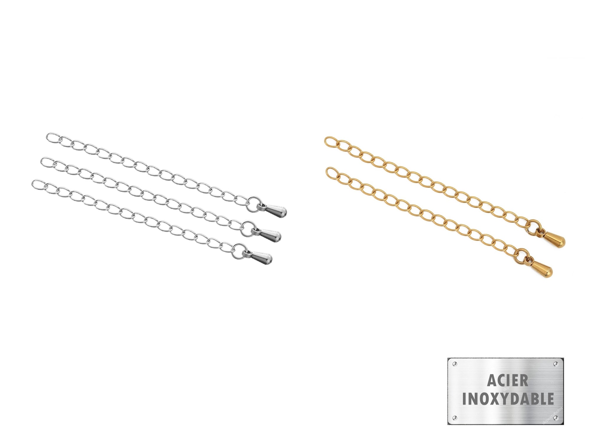Stainless Steel - 6cm Chains - 10/100/1000 Stainless Steel Extension Chains