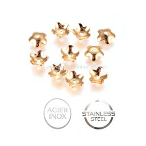 6mm - 10 o 100 Casquillas Inox Doradas