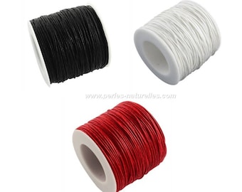 Gewachstes Garn 1mm - 10m - Baumwolle oder Polyester - Schwarz, Weiß oder Rot