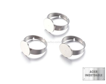 Acier Inox - 10mm ou 12mm - 1/10/100 Bagues Plateau en Acier Inoxydable