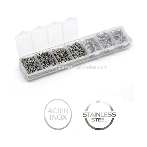 Acier Inox - Boite d'Anneaux 3/4/5/6/8/10mm - Anneaux en Acier Inoxydable