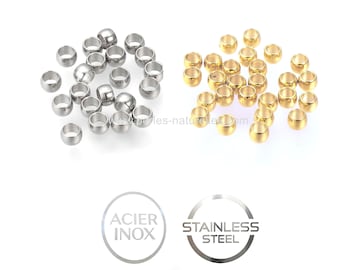 Stainless Steel - 2.5mm or 3mm - 10/100/1000 Crimp beads - Color Stainless or Golden