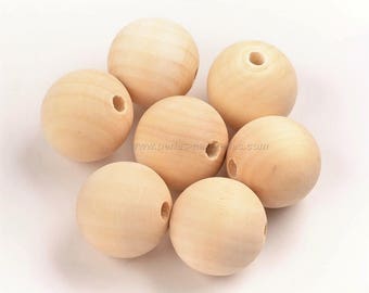 10 or 100 Wood Beads - Choose Diameter 8/10/12/15/18/20/25/30mm