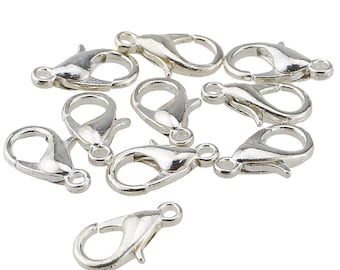 10mm - 100, 1000 ou 10000 Lobster Clasp Silvered - Wholeseller Price