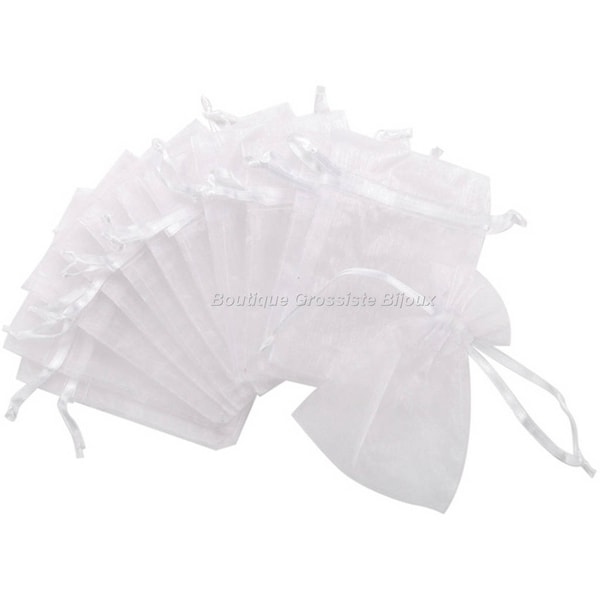 9x12cm - Blanc - 100 ou 500 Pochettes Organza