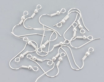Argento Acciaio Incolore placcato 925 - 100/500/2500 Orecchino Ganci 18mm - Prezzo all'ingrosso/ rivenditore