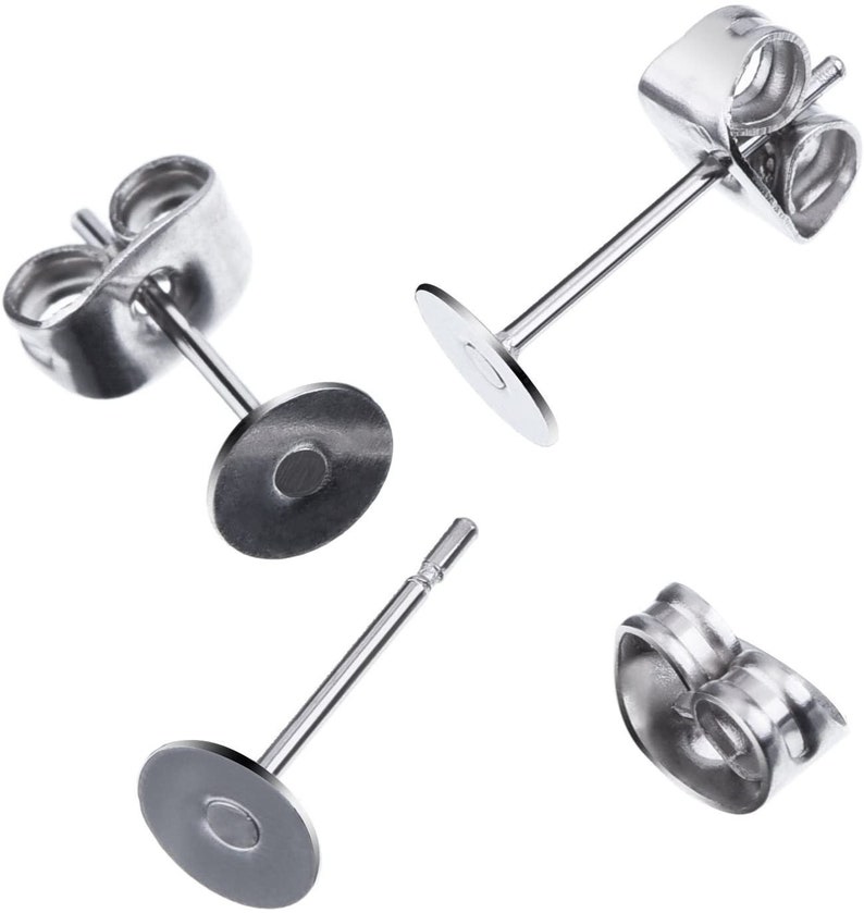 Acier Inox 100 ou 1000 Clous d'Oreilles disque 6mm image 1