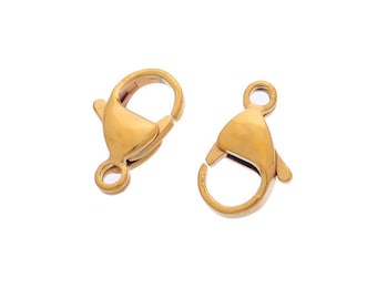 Stainless Steel - 10 or 12mm - 50 or 100 Gold Stainless Steel Clasp