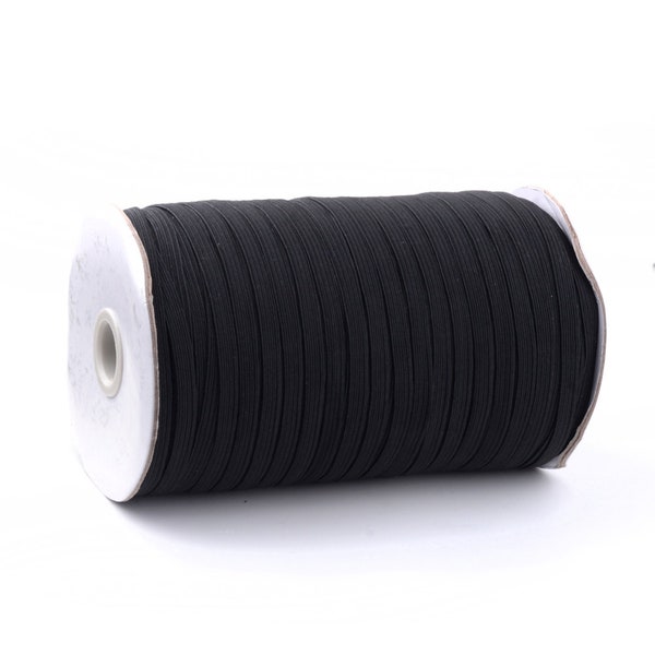 5mm ou 6mm - Stock France - Bobine Fil Elastique Plat - Noir