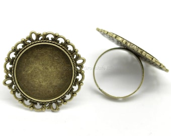 20mm - 50, 100 ou 500 Bagues Cabochon 20mm - Bronze