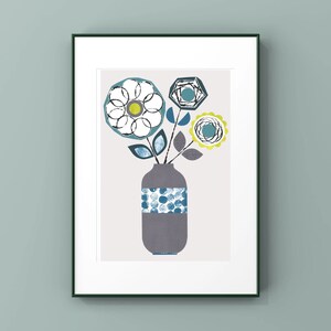 Retro Flower Print, Mid Century Print, Flower Wall Art, Flower Art, Vintage Botanical, Boho Flower Print, Modern Flower Art, Botanical Print