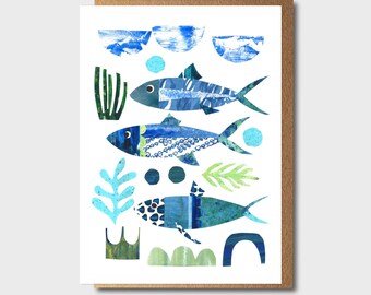 Grußkarte, Fisch Karte, Kinder Geburtstagskarte, Grußkarte, Tier Karte, Fisch Geburtstagskarte, Fisch Hinweis Karte, Tier Geburtstagskarte,
