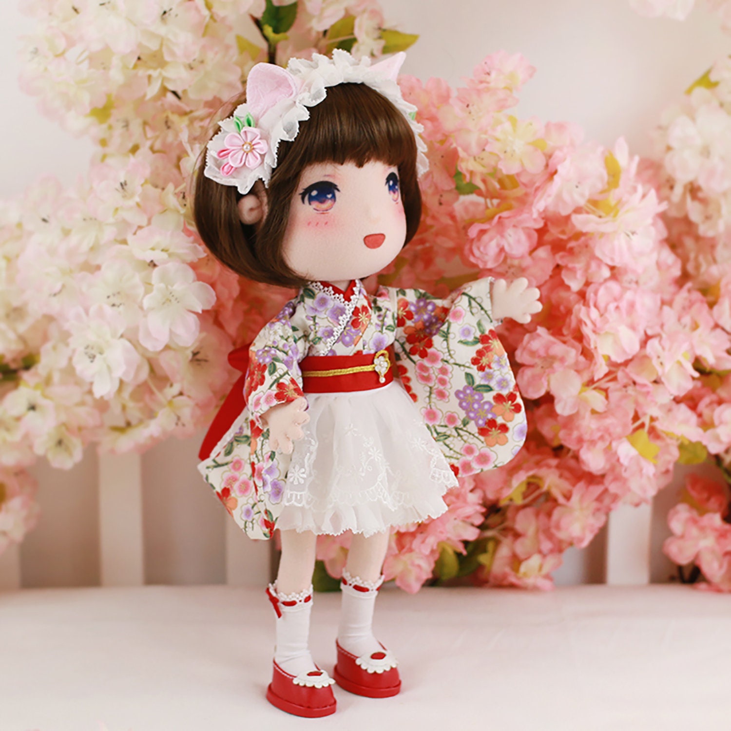DIY Kit Japanese Style Sakura Love / Fabric Doll / Textile Etsy