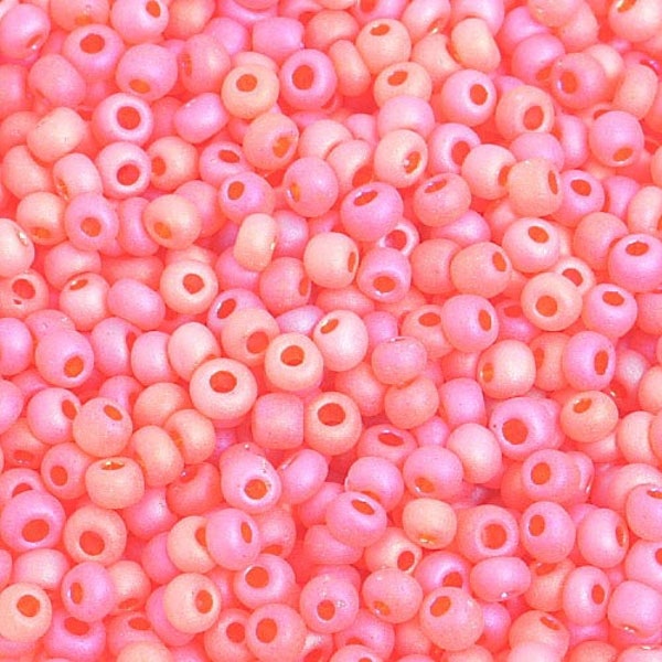 Czech Size 8/0 Seed Beads, Matte Orange AB, Approx 22g