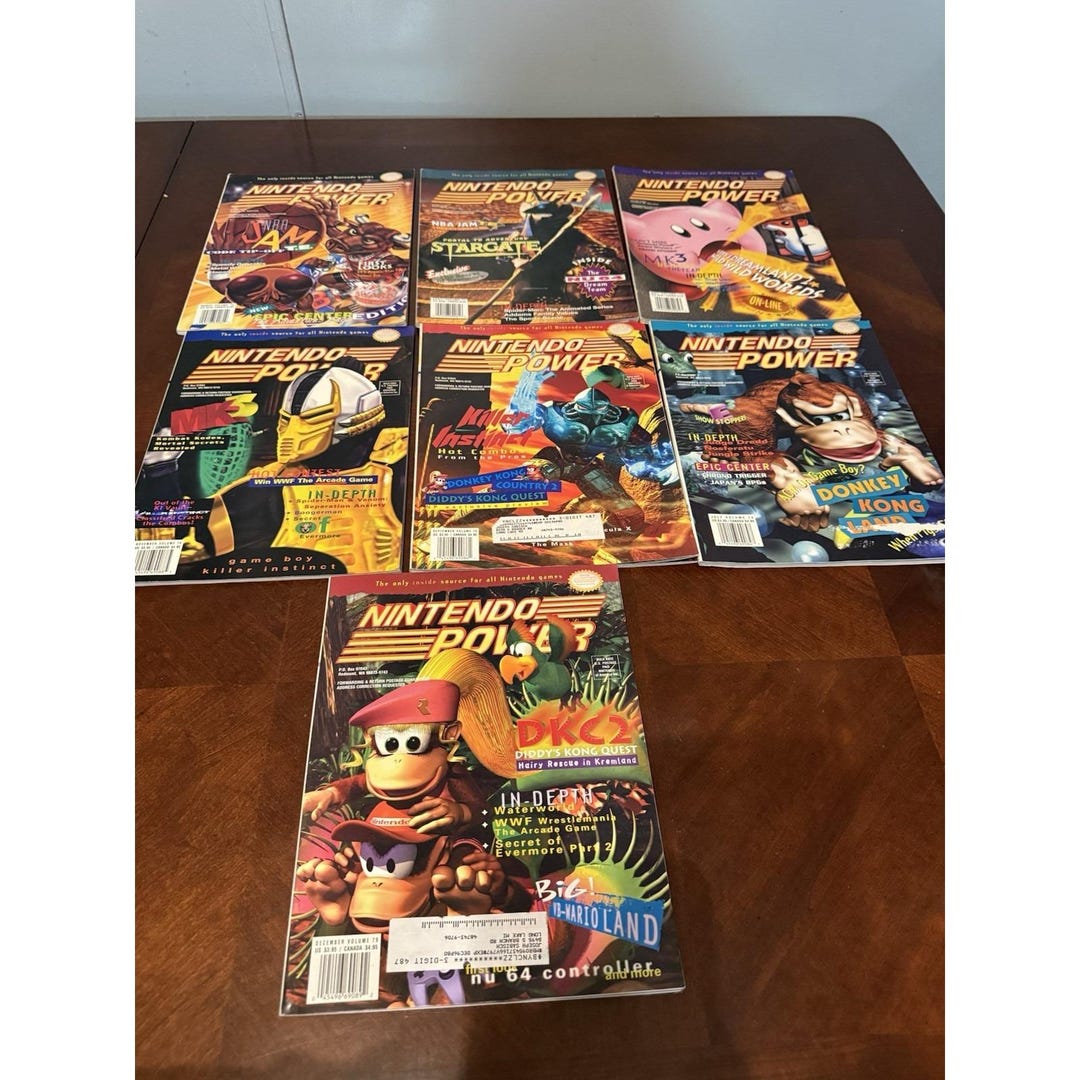Nintendo Power Magazine Rack Nintendo Power Magazine Lot 7 Vintage 90s W Posters DK MK Killer ...