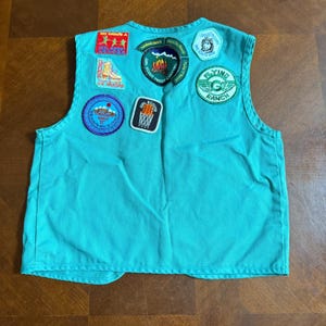 Vintage Girl Scouts Uniform Vest w/ Badges, Sash & Pouch Lot 1990s USA image 2