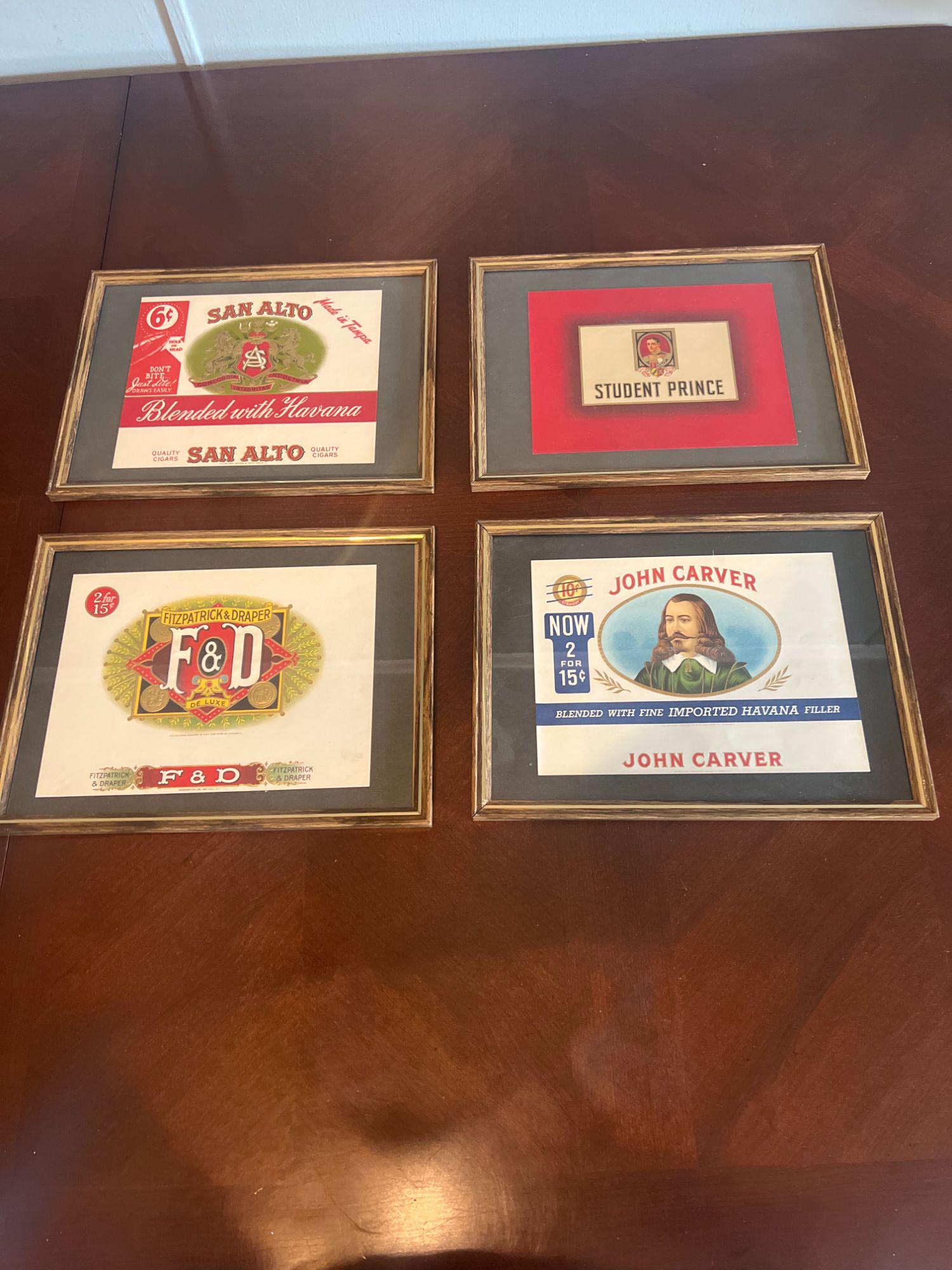 Draper Label Vintage Framed Cigar Labels Tobaccian Wall Decor Set of 4 San Alto ...