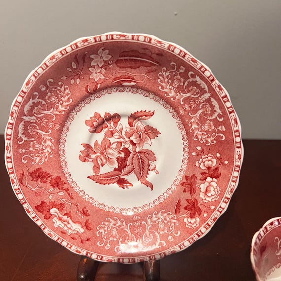 【スポード/Spode】ピンクカミラ　大皿　2枚　中古品 Spodes Camilla Copeland Pink China England Transferware Teacup