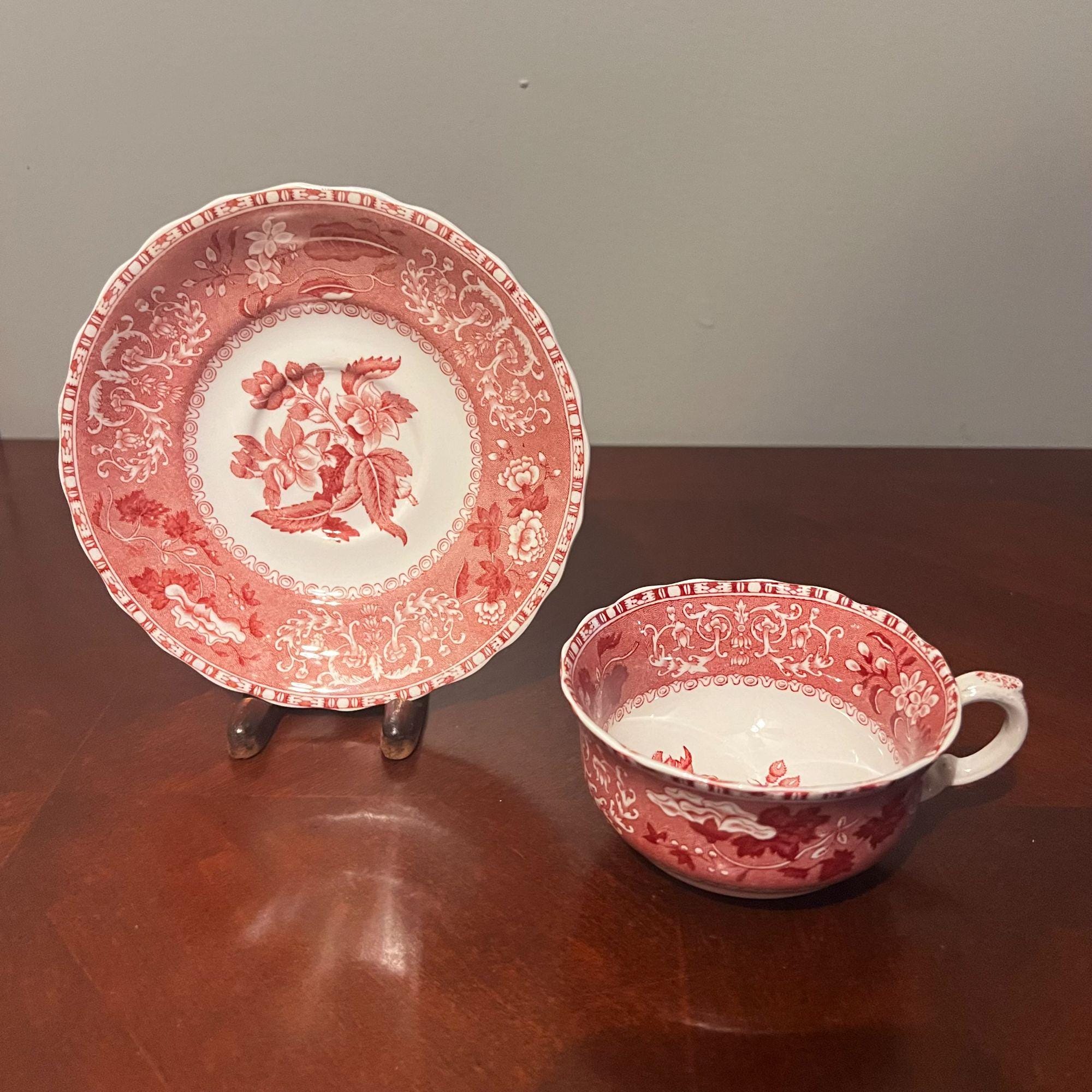 【スポード/Spode】ピンクカミラ　大皿　2枚　中古品 Spodes Camilla Copeland Pink China England Transferware Teacup