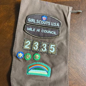 Vintage Girl Scouts Uniform Vest w/ Badges, Sash & Pouch Lot 1990s USA image 5