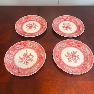 vintage Spode Camilla Copeland pink Transferware Dinner Plates Set Of 4 10&quot; 1/4 floral pattern collectible dinnerware England premium