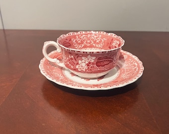 Spodes camilla Copeland pink China England Transferware Teacup & Saucer  Vintage Spode Pink Camilla  English Dishes Farmhouse Cottage Decor