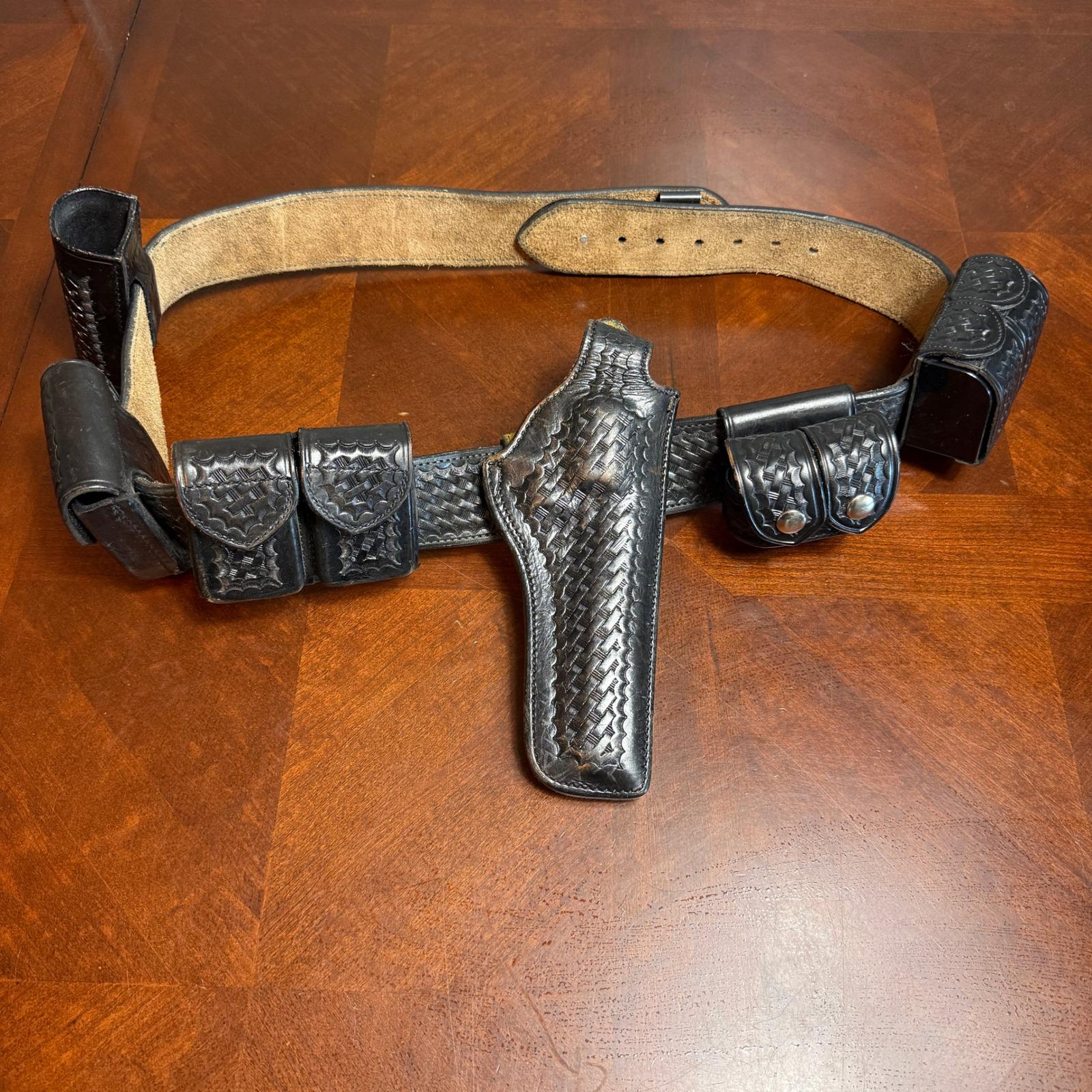 Bianchi Safariland バスケットウェーブ police ベルト他 Bianchi B11 Basketweave Leather Duty Belt Safariland Holster
