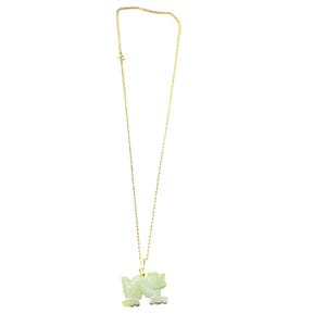 14K Gold Carved Jade Dragon Pendant Necklace Chain Unique Elegant Jewelry