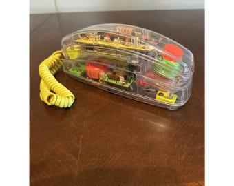 Vtg 90s Conair Clear Transparent Phone Retro Neon Tested SW205 Nostalgia