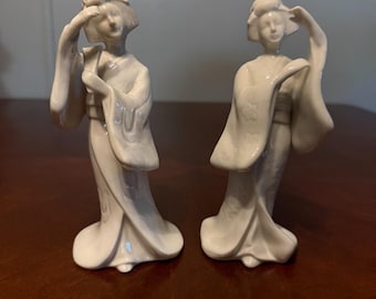 Vintage Fine Porcelain Woman Statues by Homco of Taiwan Crossed
