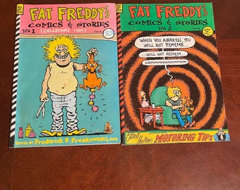 Fat Freddy’s Comics 1 & 2 Rip Off Press Underground Comix Gilbert Shelton 80's collectible comix lot humorous graphic novels