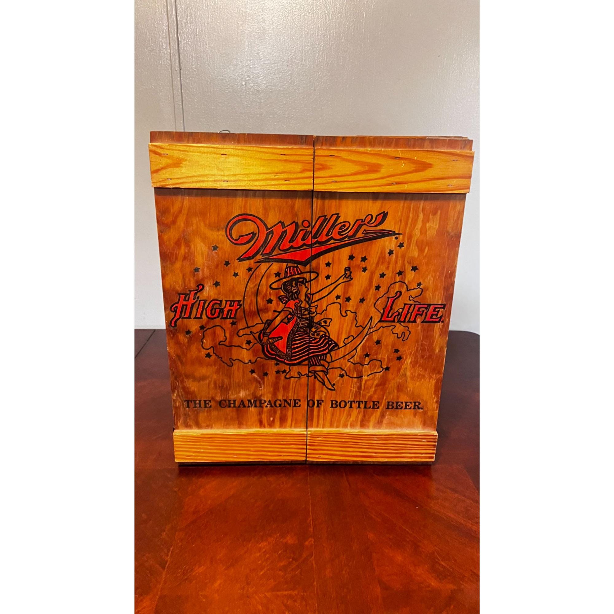 Vintage Miller High Life Beer Wall Hanging Crate Cabinet Wood