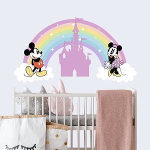 Mickey and Minnie Mouse Wall Decal, Fullcolored Decals For Nursery, Kids Room Decor, Vinyl Stickers for Nursery, Eco-friendly Decals IQ22