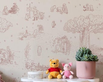 Winnie the Pooh wallpaper, Tigger, Owl, Eeyore DIY fairytale peel and stick kids room toddler wall accent decor, playroom wall covering