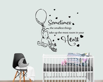 Winnie the Pooh Wall Decals, Classic Winnie the Pooh Quote Sticker, Quote Nursery Decor, Girl Room Wall Art SM274