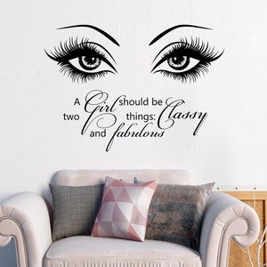 引用句の壁用ビニールデカール - 引用句ステッカー - アイデカール - 女の子の部屋の壁画 - 美容室の壁アート - 美容室の装飾 - メイクアップ SM94