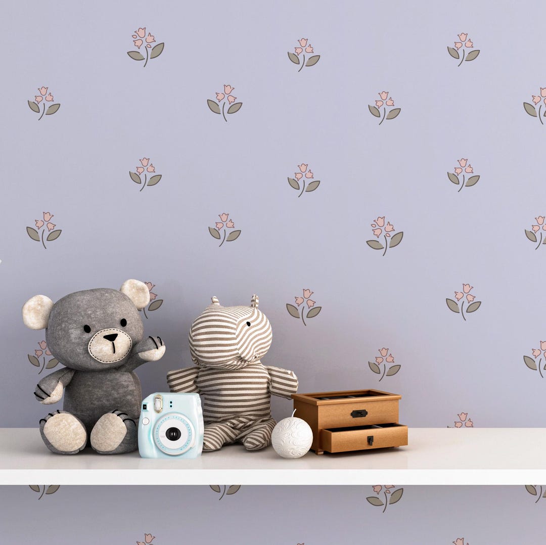 Floral Nursery Eco-friendly Wallpaper, Botanical DIY Playroom Flower ...