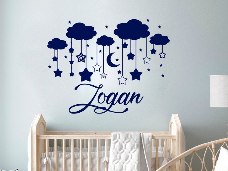 Personalized Name Wall Decal - Boy Clouds Nursery Decals - Vinyl ...