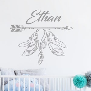 Personalized Name Wall Decal - Arrow Vinyl Stickers - Rustic Nursery ...