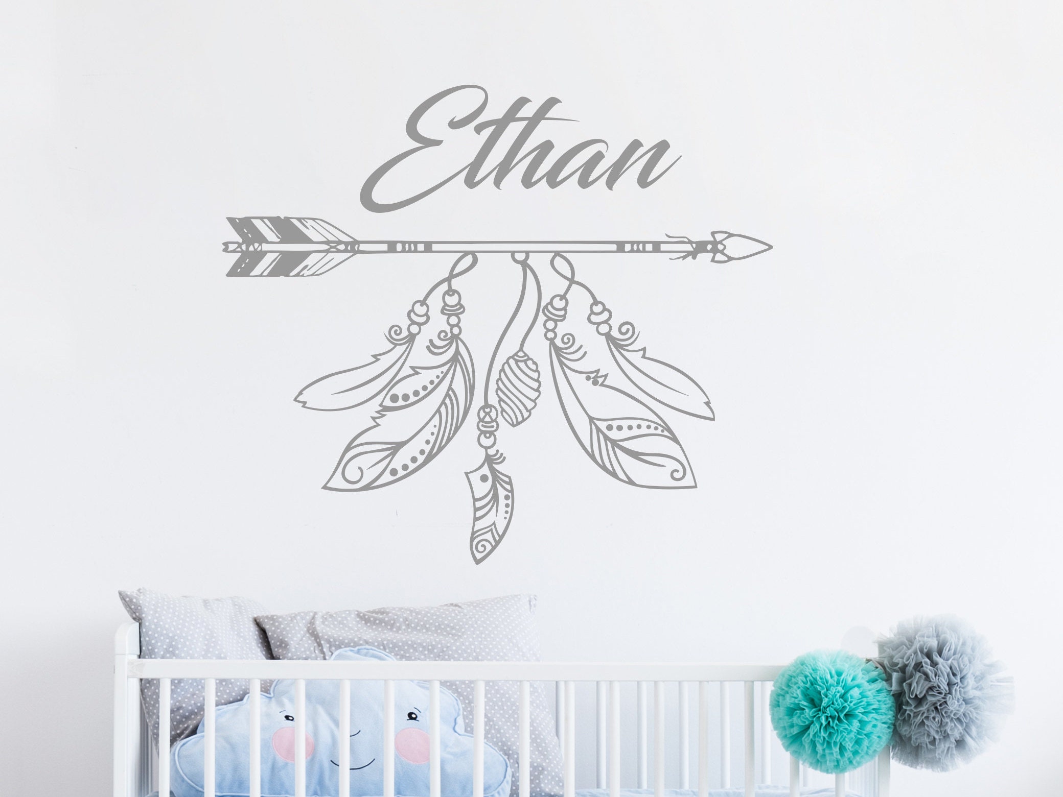 Personalized Name Wall Decal - Arrow Vinyl Stickers - Rustic Nursery ...