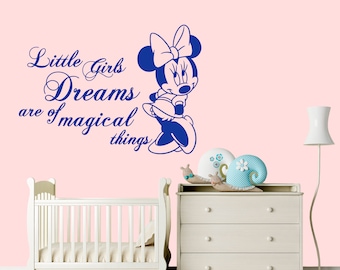 Minnie Maus Wandaufkleber - Minnie Maus Zitate Aufkleber - Minnie Maus für Kinderzimmer - Kinderzimmer Wand Dekoration - Mädchen Schlafzimmer Kunst SM81