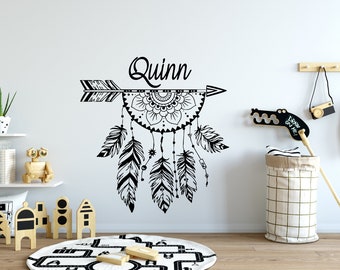 Personalized Name Wall Decal - Arrow Vinyl Stickers - Rustic Nursery ...