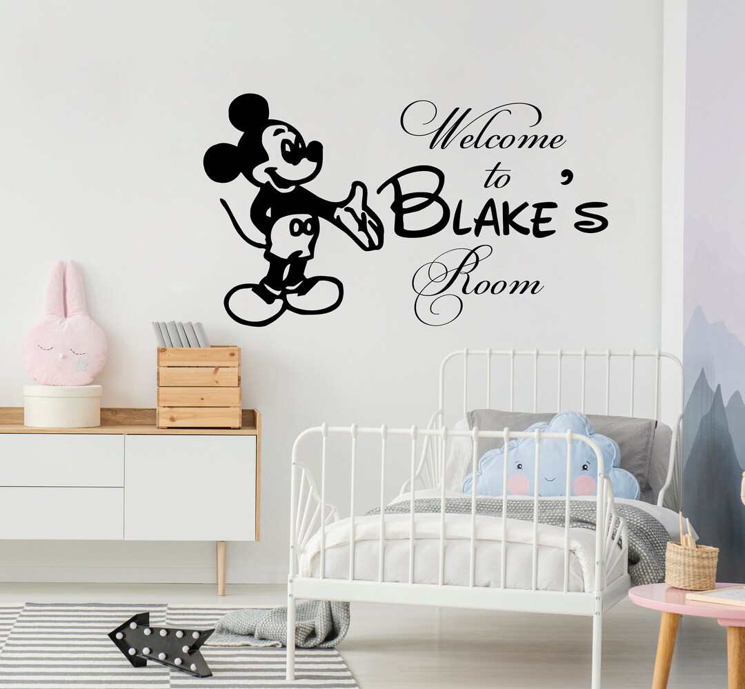 Name Wall Decals Custom Name Mickey Mouse Kids Vinyl Sticker Boys Room