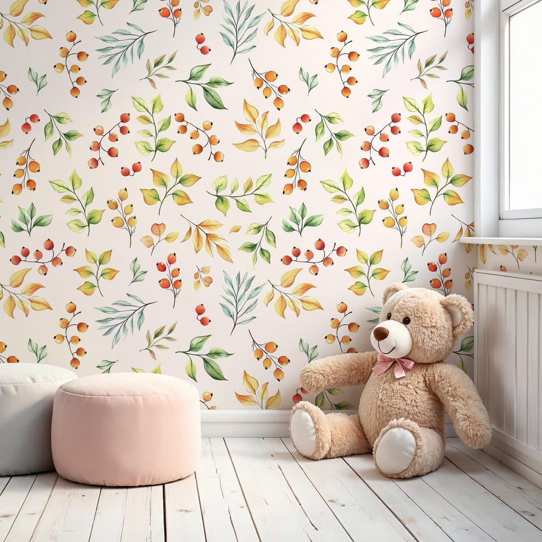 Girl Watercolor Nursery Wallpaper, Removable Self Adhesive Forest Peel ...
